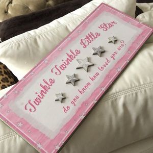 🌟 Jennifer Pugh Twinkle Twinkle Little Star Painted & Raised Stars Wood Sign 💕